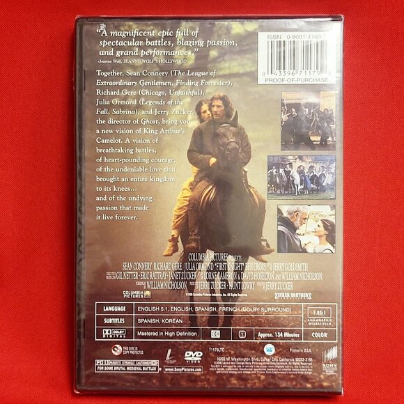 First Knight 1998 Sean Connery Richard Gere Julia Ormond DVD New Sealed - Picture 2 of 7